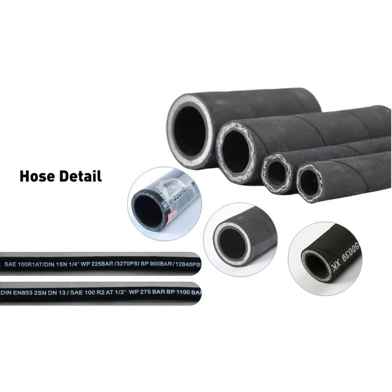 Małe 1 i 2 Ply Steel Włóczone hydrauliczne węże / Włókna wzmocnione węże gumowe